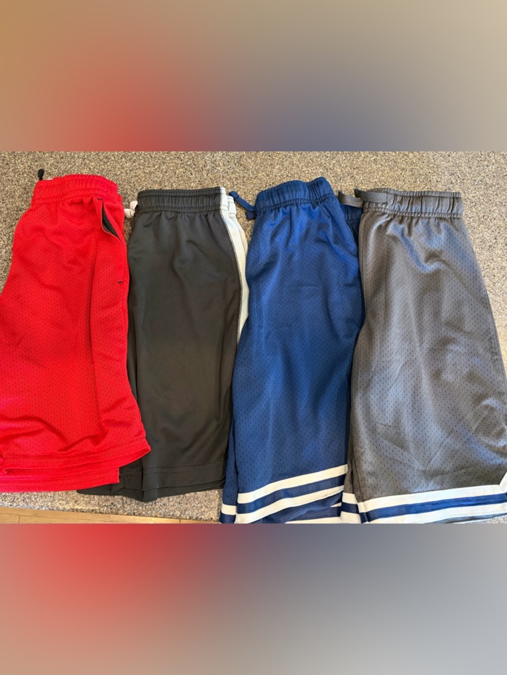 Varying Brands Red, Black, Blue and Gray Drawstring Boys Mesh Athletic Shorts